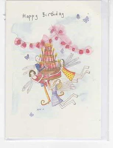 CARTE HAPPY BIRTHDAY-NEUVE-12 cm X 17 cm-DECOR GATEAU FEES-HOTCHPOTCH-DORURES - Picture 1 of 1