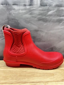UGG WOMEN'S RED EMBOSSED LOGO CHEVONNE RAIN BOOTS SIZE 6 - Picture 1 of 7