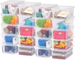 IRIS USA 20-Pack Storage Bins with Lids, 6 Quart, Shoe Boxes Clear Stackable Con - Picture 1 of 10