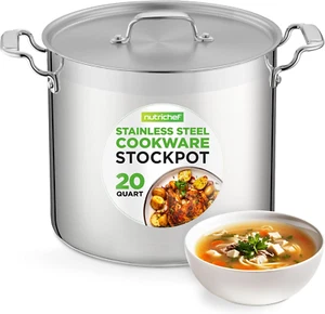 20 Quart Schwerlast Suppentopf mit Edelstahldeckel Großer Topf Gas & Elektrokochfelder - Bild 1 von 8