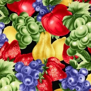 Grapes Pears and more large scale fruit on Cotton to quilt or sew 1 yard 24 in - Picture 1 of 5