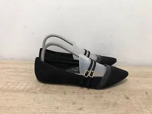 NEW LOOK LADIES BLACK SUEDE SLIP ON POINTED TOE BALLET FLAT SHOE UK 6 EU 39A108 - Picture 1 of 6