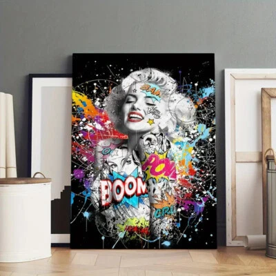 Impresión artística en lienzo de graffiti Marilyn Monroe 11,8 x 15,7′′ ARTE ENMARCADO - VENDEDOR DE EE. UU. Foto 1 de 4