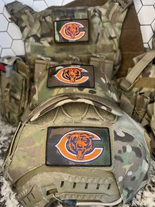 Military Combat Camouflage Chicago Bears Patch - Football W Vlcro - Picture 1 of 8