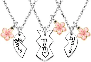 Mother Daughter ,Mom Big / Lil Sis Pendant Necklaces Birthday Mother's Day - Picture 1 of 5