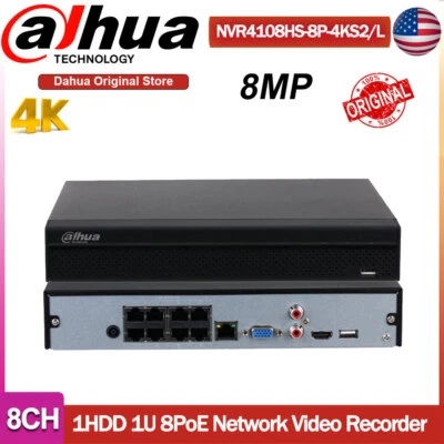 Dahua 4K 8MP 8CH 8 POE NVR4108HS-8P-4KS2/L NVR 8 Channel Nework Video recorder