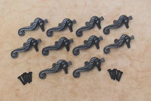 Vintage Cast Iron Knob Sea Horse shape Drawer handle cupboard knobs Pull 10pcs - Picture 1 of 7