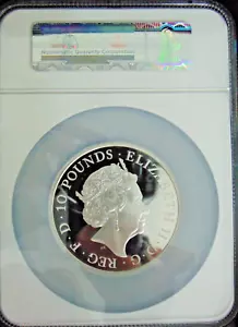 2017 THE QUEEN'S BEAST 5OZ SILVER G BRITAIN "THE LION" PF70 ULTRA CAMEO - Picture 1 of 7