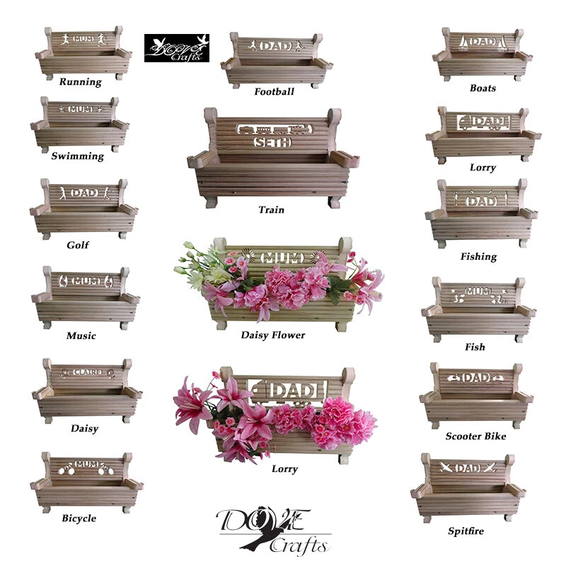 DOVE CRAFTS Bench Planter Personalised with your choice of Symbols, Hand Crafted