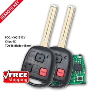2x HYQ1512V 4C Chip Remote Key Fob for Lexus LX470 1998 1999 2000 2001 2002 - Picture 1 of 1