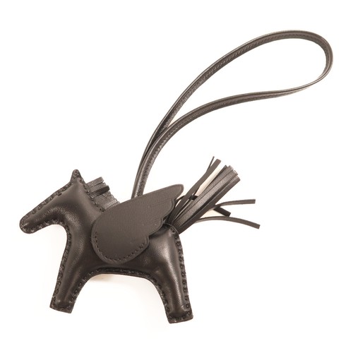 HERMÈS HERMES Rodeo Pegase PM Charm Milo Pelle Veloce Timbro Pelle K 89 Noir Nero