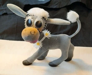 FIGURA DE BURRO FLOCADO DE COLECCIÓN CON UN COLLAR DE MARGARITA HECHO EN HONG KONG - Imagen 1 de 5