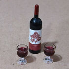 1set Dolls House 1:12 Scale Miniatures Wine Bottle Goble Cups Resin Drinks Party