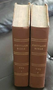 Antique Old 1834 HOLY BIBLE COTTAGE BIBLE Complete Two Volume Set POLYGLOTT - Picture 1 of 12