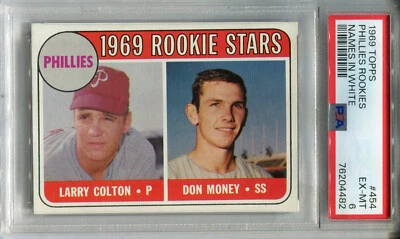 1969 Topps #454 Colton/Money PSA 6 EX-MT *White Name* Philadelphia Phillies - Image 1 of 2