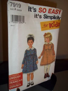 Simplicity #7919 Sewing Pattern Child's Dress Pinafore 3 4 5 6 Uncut FF - Picture 1 of 3