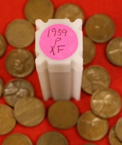 1939-P Lincoln Wheat Cent Penny XF+ 50 coin roll - Picture 1 of 3