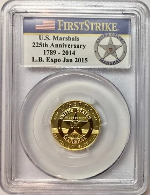 2015-W U.S. Marshals Service Gold $5 225th Anniversary L.B Expo PCGS PF-70DCAM - Image 1 of 4