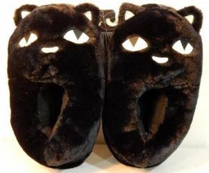 NWT Wmn's Size LG (9-10) Rainbow Daze Black Cat Slippers w/Glow In the Dark Eyes - Picture 1 of 15