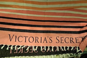 Victoria's Secret Fringed Striped Multi-Colored Throw Beach Blanket 56" x 43" - Picture 1 of 12