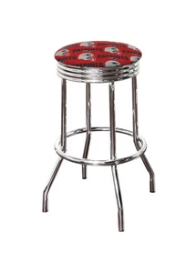 Bar Stool 31" Tall Backless Swivel Seat Cushion with NFL Team Logo Fabric - Picture 1 of 39