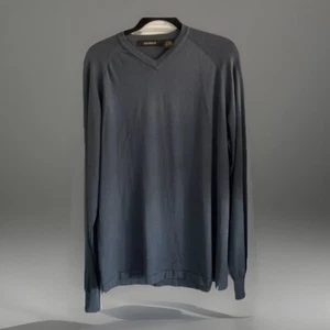 Bachrach Mens 72% Silk V Neck Sweater Slate Blue Sz L New - Picture 1 of 5