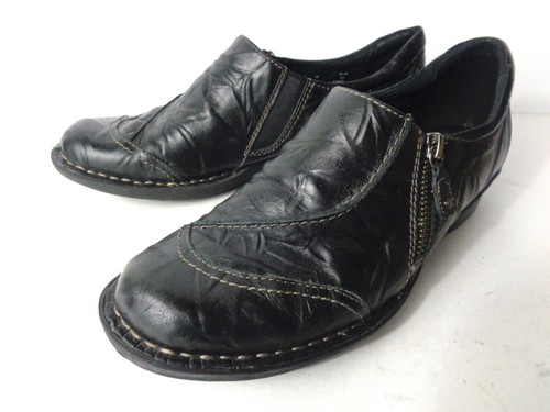 Scarpe casual Clarks Bendables US 7M pieghe in pelle nera antiscivolo con zip