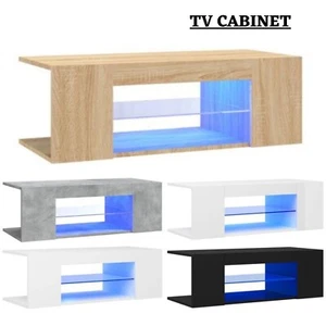Modern TV Cabinet With Led Lights TV Stand Entertainment Centre Engineered Wood - Picture 1 of 41