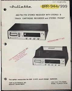 Manual de servicio del receptor estéreo Juliette 8RR-944/999 AM/FM/FM - original - Imagen 1 de 1