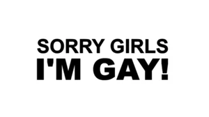 SORRY GIRLS I'M GAY! sticker/decal funny car/van bumper window joke VW BMW MAN - Picture 1 of 9