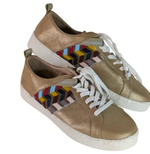 Sneakers Jack Rogers donna taglia 10 oro chevron perline stringate lucide azteche boho - Foto 1 di 13