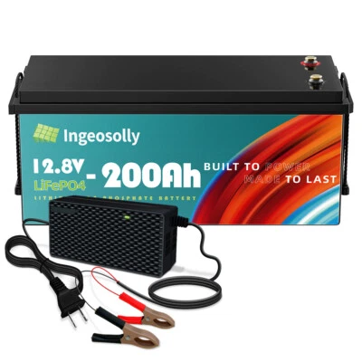 Batería de litio 12V 200Ah LiFePO4 200A BMS motor de arrastre solar fuera de la red + cargador Foto 1 de 4