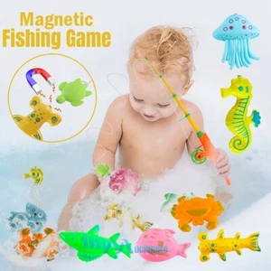 7ps/Set Magnetic Fishing Toys Child Kids 3D Fish Baby Bath Interactive Toy & Rod - Picture 1 of 13