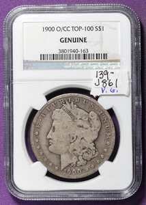 1900 O/CC Morgan Silver Dollar.  In NGC Holder.  Top 100.  Genuine.  VG.   j861 - Picture 1 of 2