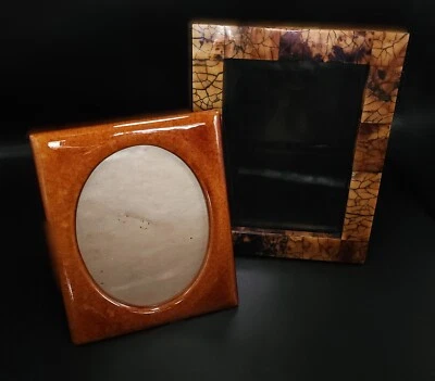 2 Vintage Picture Frames - PEN SHELL & CERAMIC OVAL 5x7 and 4x6 - Image 1 of 4