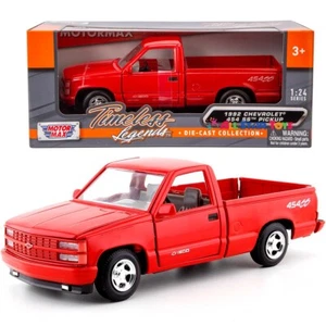 1992 Chevrolet 454 SS Pickup Truck 1/24 Diecast Model Motormax 73203 RED - Picture 1 of 8