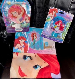 DISNEY LITTLE MERMAID ARIEL FABRIC SHOWER CURTAIN + bonus NIGHTLIGHT - Picture 1 of 8