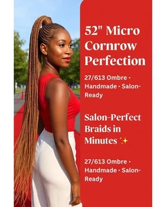 100% Handmade Braided Wig | Ombre Knotless Ponytail Wig | Lightweight & Natural - Picture 1 of 17