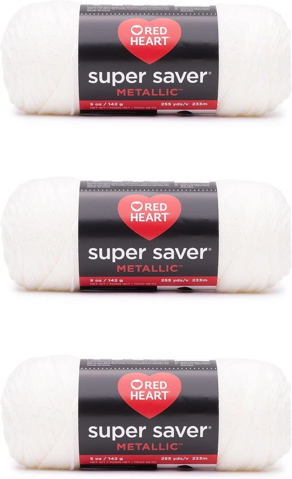 Red Heart Super Saver Metallic White With Iridescent Accents 5oz Acrylic #4
