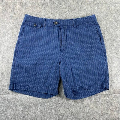 Banana Republic Linen Blend Shorts Men's 32 x 7 Blue Striped Summer Breathable - Image 1 of 4