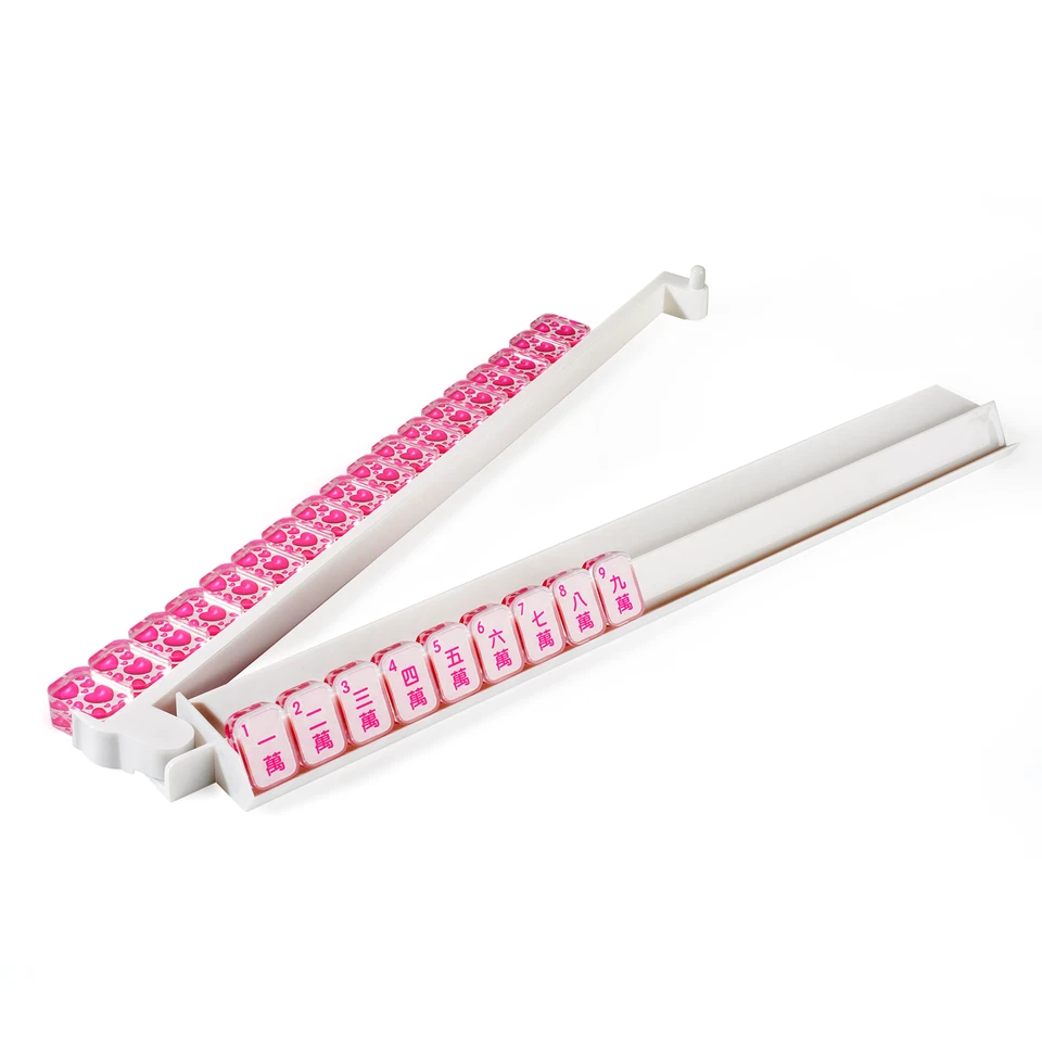 4 Pack Acrylic Mahjong Racks with Pushers Combo, All-in-One Tile Pushers, White - Image 1 of 4