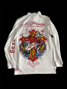NWT Vintage Ed Hardy Christian Audigier POLO Shirt Best Fit Medium Y2K Shirt - Picture 1 of 7