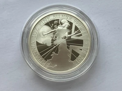 Simply Coins~ 2017 SILVER PROOF BRITANNIA 1 OZ 2 POUND COIN - Image 1 of 4