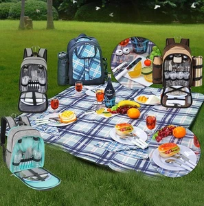 Viviendo Picnic Backpack Cooler for 4/2 Person with Insulated Leakproof Bag Set - Picture 1 of 60
