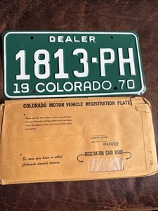 Placa de licencia de distribuidor Colorado 1970. Arapahoe Vintage 1813 PH Perfecto! - Imagen 1 de 6