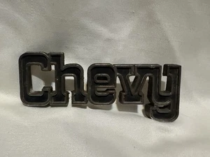 Vintage 1980's Medal Chevy Nameplate Emblem Chrome Genuine 5” Long - Picture 1 of 3