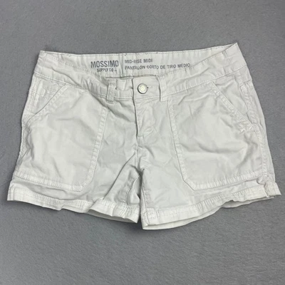 Shorts midi Mossimo Supply Co. branco cintura média tamanho 00 jeans casual Y2K - Imagem 1 de 4
