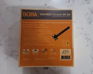 BORA 4-Piece Tempest Forstner Bit Set w/ Wood Case - 1/4", 1/2", 3/4", 1"  - Picture 1 of 2