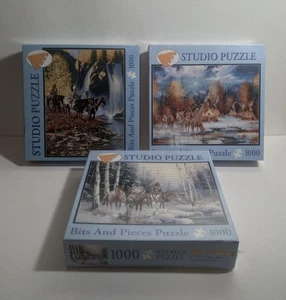 3 Sealed Native American 1000 Piece Puzzle By Studio Puzzle 20"x27" - Picture 1 of 10