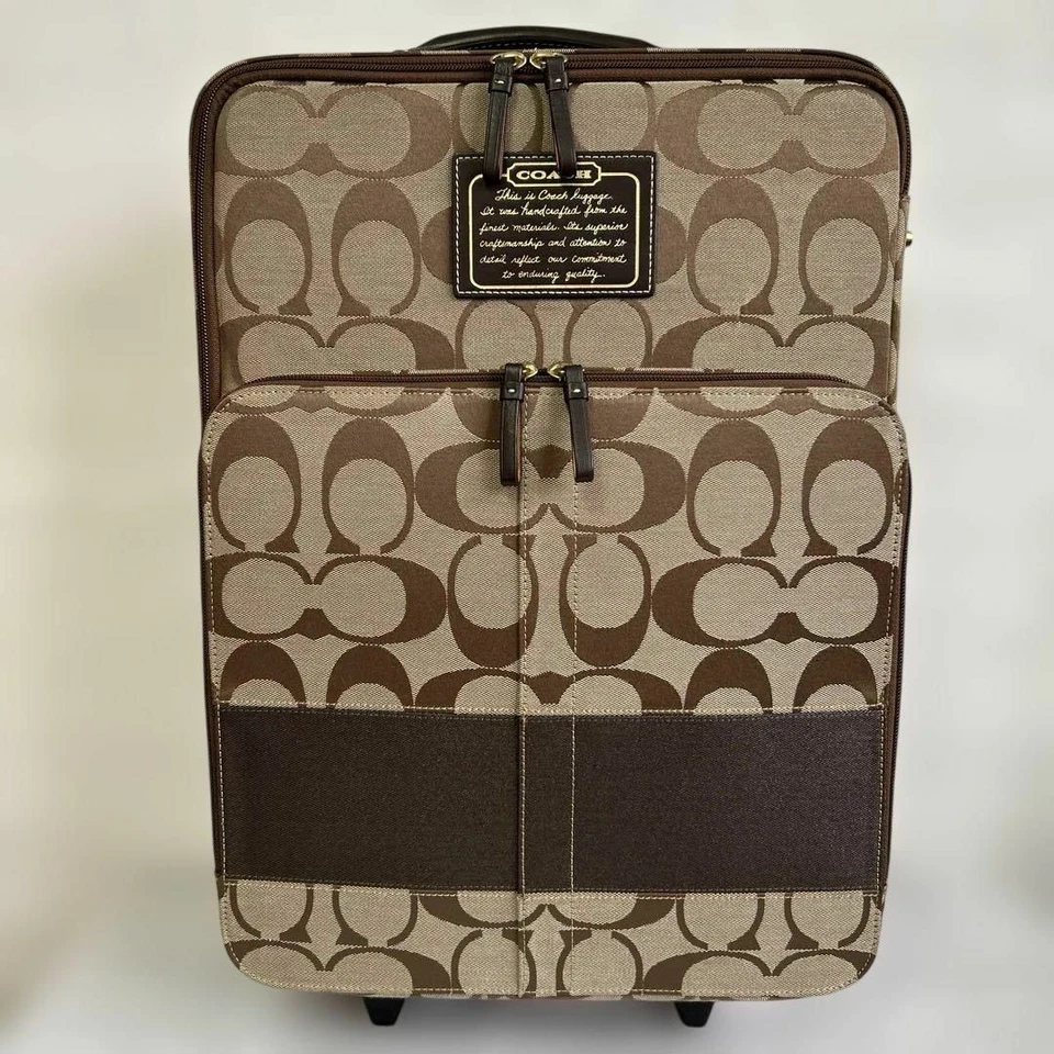 Coach Signature Suitcase F77020 Canvas Leather Beige Brown Gold Hardware - Image 1 of 4